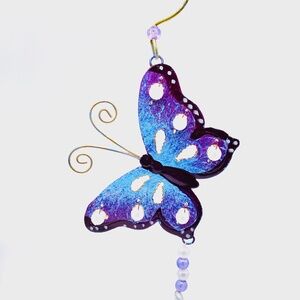 Hand Forged and Painted Recycled Purple Butterfly Ornament